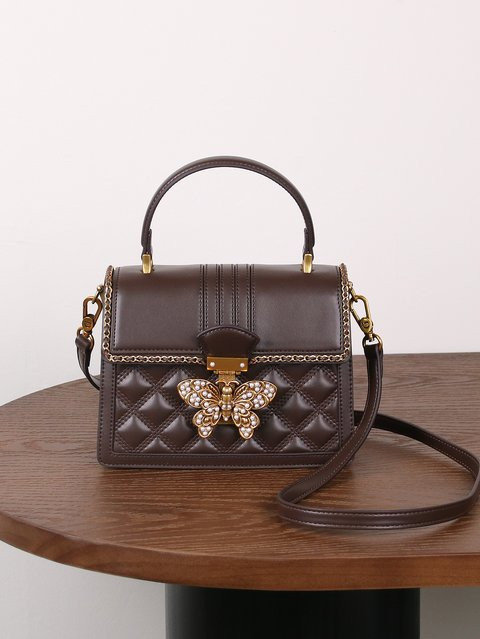 M.T MISS TOTE Handtasche, Schmetterlingsverschluss, Rautenförmige Stickerei, Damen - Bild 1