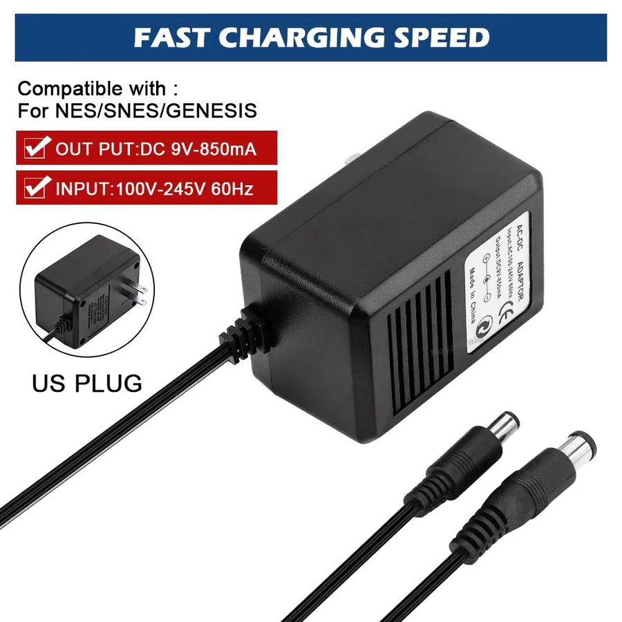 Hayoumon AC-Netzteil für NES, SNES und Sega Genesis Spielekonsolen, US-Stecker, Schwarz, Ausgang DC 9V 850mA - Bild 6
