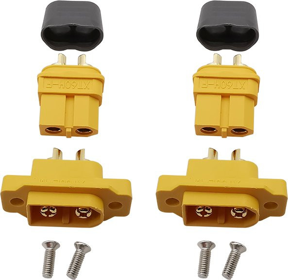 LOCHEUK 4er Set XT60H Weibliche Kugel Anschlüsse XT60E Männliche Stecker Gelb für RC Drone Lipo Batterie DIY Panel Mount mit Schrauben - Bild 1