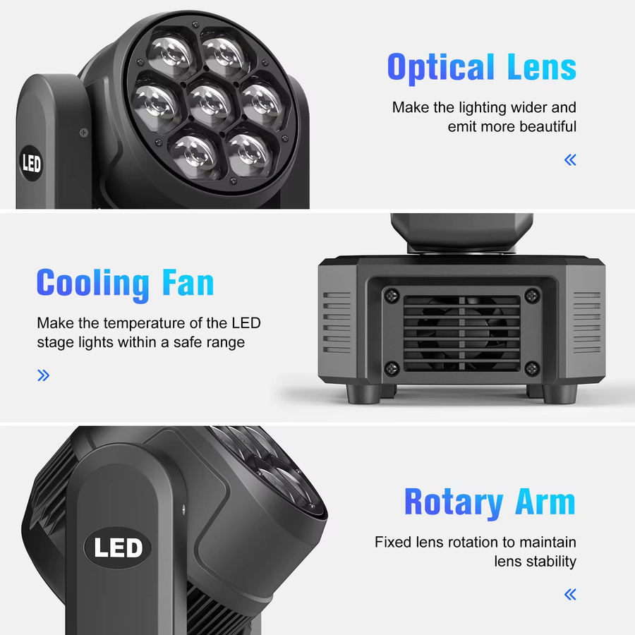 Yiflamefly 2er-Set Bee-Eye Moving Head Lights mit 350W und 7x50W RGBW LEDs in Schwarz inklusive Koffer - Bild 3