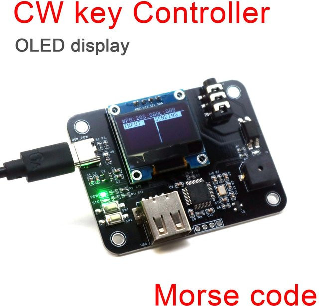 DykbRadio Digitale CW-Tastatur mit Display und Morsecode-Signalgeber in Schwarz, Elektronischer CW-Schlüsselcontroller mit USB-Anschluss für Amateurfunk-Übertragung - Bild 1