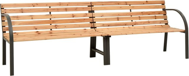 Doppel-Gartenbank aus massivem Tannenholz in Braun mit Stahlgestell, Breite: 225 cm - Bild 1