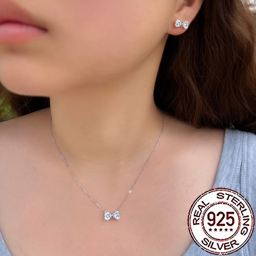 CWWZircons Schmuck-Set, Halskette und Ohrringe, 925 Silber, Zirkonia, Damen - Bild 2