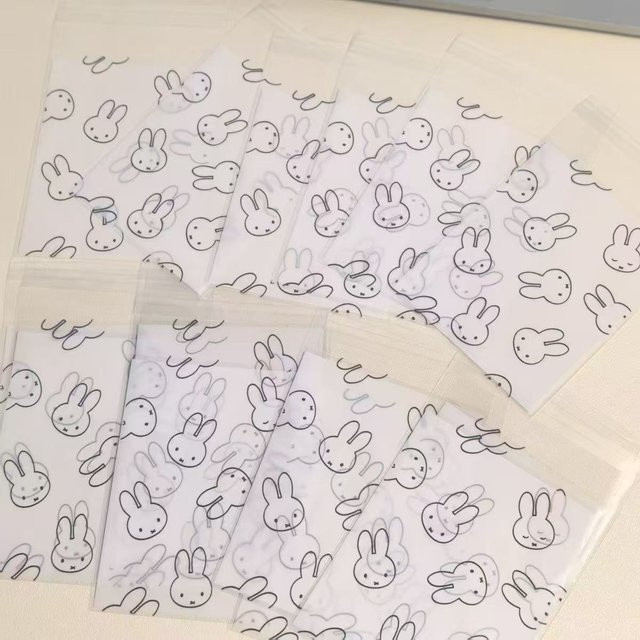 100 Stück Love Bean Beutel mit Miffy-Kaninchen-Motiv, transparente selbstverschließende Schmucktaschen für Ohrringe und kleine Geschenke - Bild 1