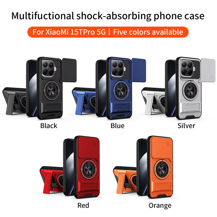 Xiaomi 15T Pro 5G Hard Case mit magnetischem Ringhalter und Kamera-Schutz in Schwarz oder Orange - Bild 6