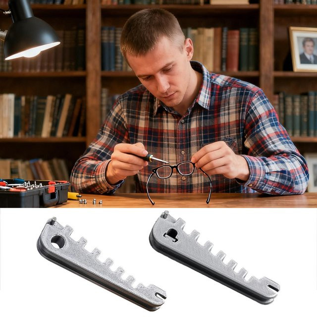 Tragbares Brillen-Einstellwerkzeug zur Reparatur von Brillenarmen und Nasenpads in Silber - Bild 1