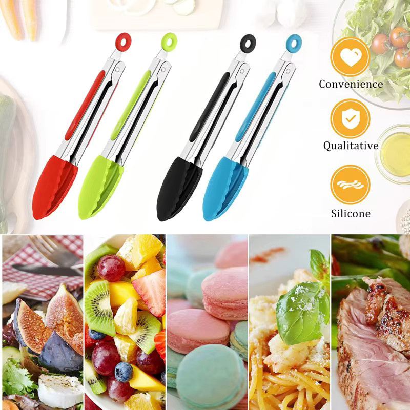 YOCITY Silikon-Lebensmittelzange aus Edelstahl in Pink, multifunktionale Antihaft-Grillzange für Küche und Grill - Bild 2