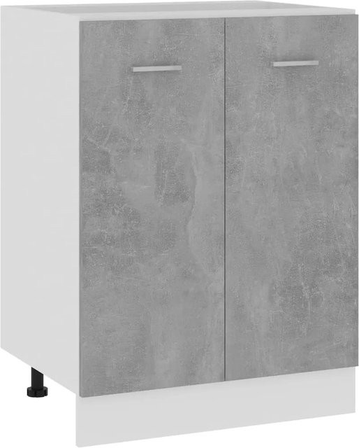 vidaXL Küchenunterschrank in Betongrau aus Holzwerkstoff mit Regalböden und Türen, B/T/H: 60 x 46 x 81,5 cm - Bild 1