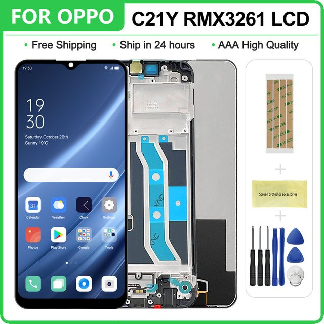 Oppo Realme C21Y Ersatzbildschirm mit 6,5 Zoll LCD-Touchscreen in Schwarz (RMX3261 RMX3263) - Bild 1