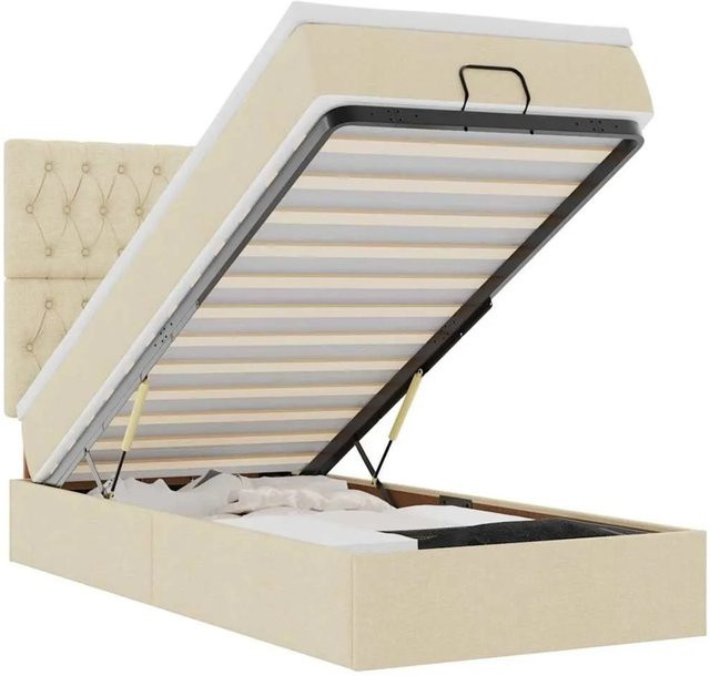 vidaXL Ottoman-Bett mit Matratze und LED-Unterbettbeleuchtung in Creme, inklusive USB-Ladeanschluss und Lift-up-Funktion, B/T/H: 80 x 200 x 140 cm - Bild 1