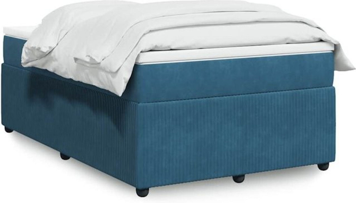 vidaxl Boxspringbett mit Matratze aus Samt in Blau B/T/H: 120 x 200 x 46 cm - Bild 1