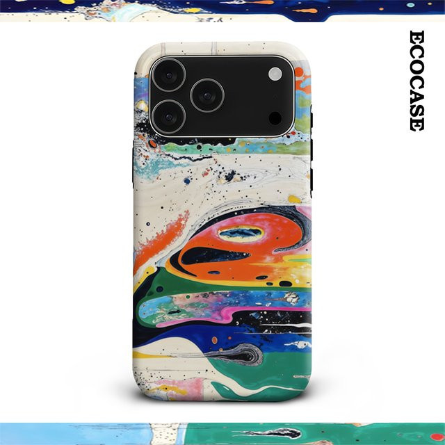 Handyhülle mit lebendigem abstrakten Landschaftsmotiv für Apple iPhone 17 16 15 14 13 12 11 Pro Max Plus, doppelschichtige Rückseite, Multicolour - Bild 1
