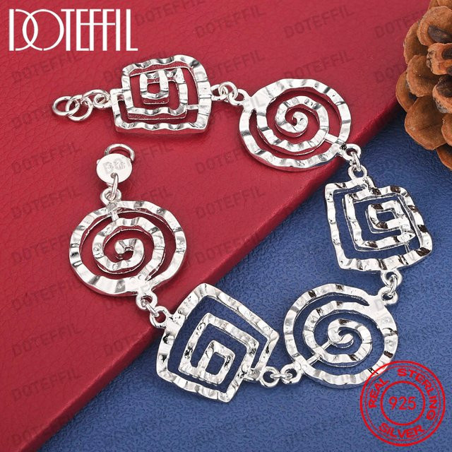 DOTEFFIL Armband, 925 Sterling Silber, quadratisch und rund gewebt, Damen - Bild 1