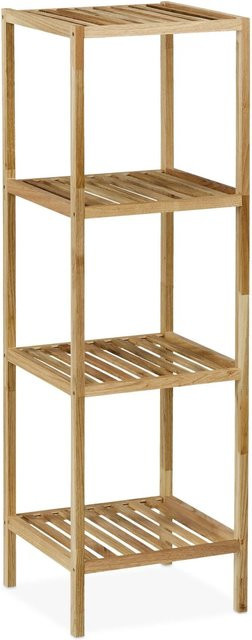Relaxdays Badregal aus Walnussholz Natur mit offenen Ablagen, B/T/H: 80 x 35,5 x 35,5 cm - Bild 1