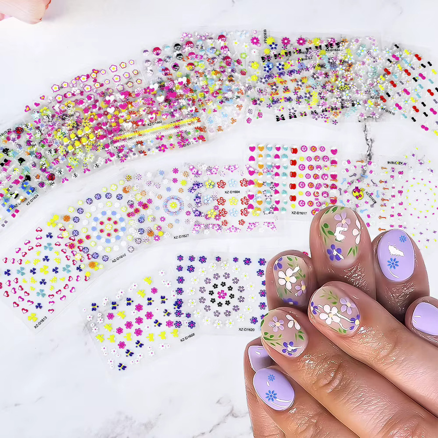 HotPress 3D Nail Art Aufkleber, Bunte Blumen, 30 Teile/Satz - Bild 2