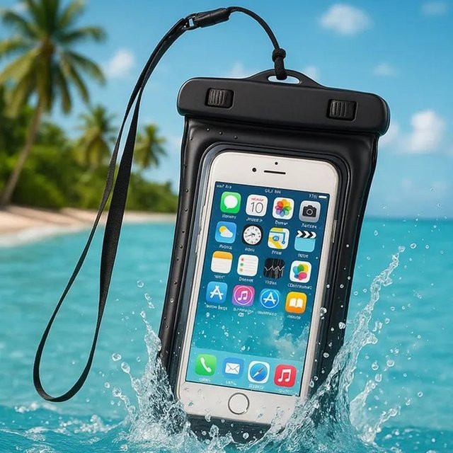 Wasserdichte Handyhülle in Schwarz als universale Unterwasser Schutzhülle für iPhone, Samsung, Xiaomi und Realme - Bild 1