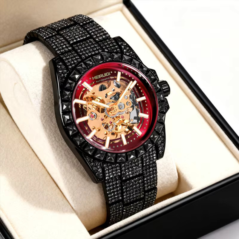 MEIRUIQI Armbanduhr, Automatik, Edelstahl, Schwarz, Herren - Bild 2