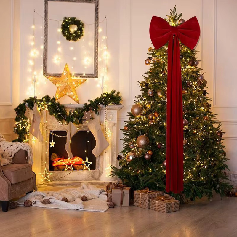 Große rote Textilschleife als dekorativer Anhänger für Weihnachten, Hochzeiten und Partys - Bild 4