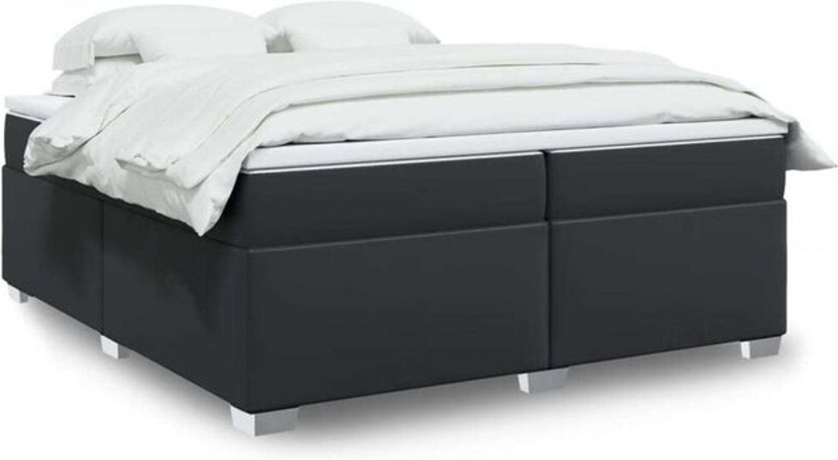 Vidaxl Boxspringbett mit Matratze in Schwarz aus Kunstleder, B/T/H: 200 x 200 x 46 cm - Bild 1