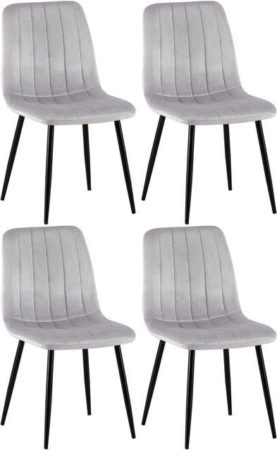 4er Set Esszimmerstühle DELUKE LENZ aus Samt in Grau mit Metallgestell, B/T/H: 45 x 45 x 88 cm - Bild 1
