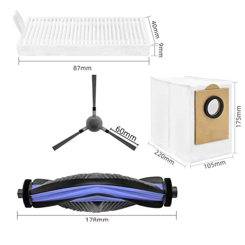 HIKSIT Ersatzteil-Set für Lefant M5 Pro, M5 Max und M5 Saugroboter mit Hauptbürste, Seitenbürsten, Hepa-Filtern, Wischtüchern und Staubbeuteln - Bild 2