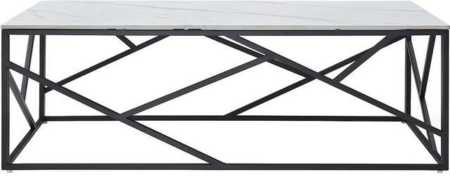 Vente-unique Couchtisch Melrone in Schwarz-Weiß mit Marmoroptik und Keramikplatte, B/T/H: 120 x 60 x 40,5 cm - Bild 1