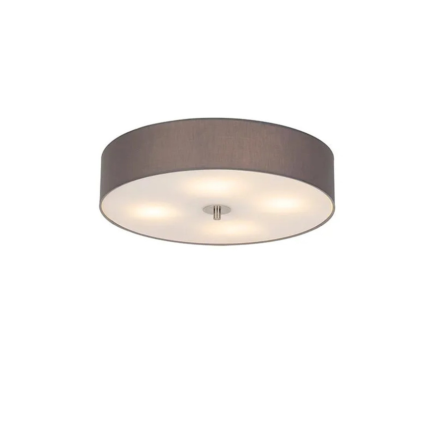 QAZQA Country Deckenleuchte Drum in Grau aus Baumwolle und Glas, Durchmesser: 50 cm, dimmbar - Bild 2