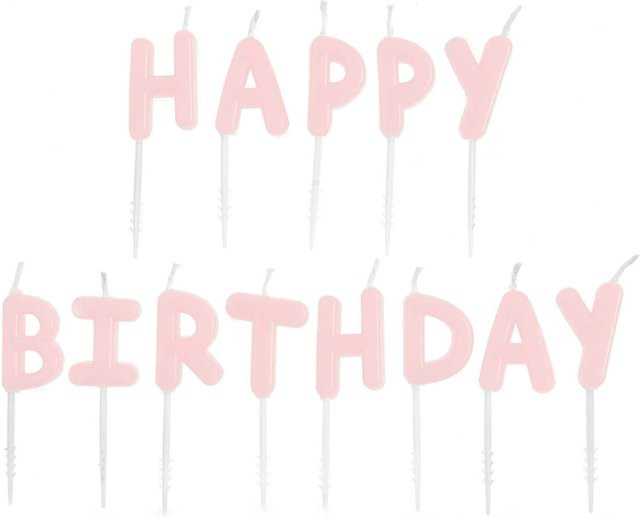 Rico Design Buchstabenkerzen Happy Birthday Rosa aus Paraffinwachs - Bild 1