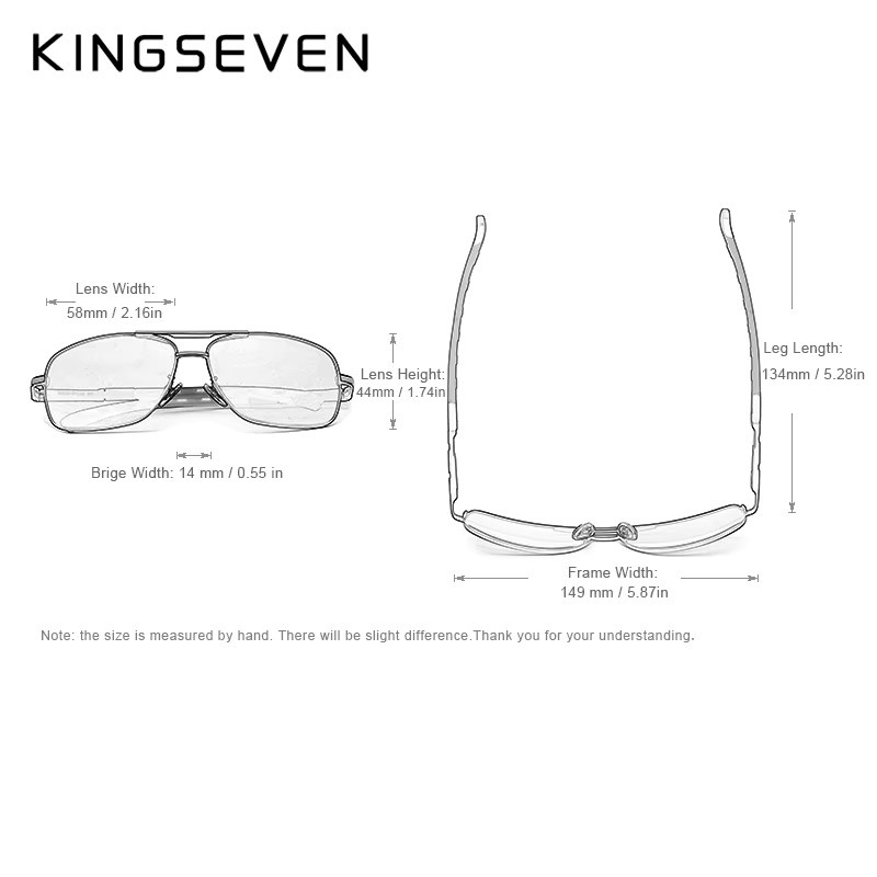 Kingseven Sonnenbrille Aviator, Aluminium, Vollrand, polarisiert, Unisex - Bild 4
