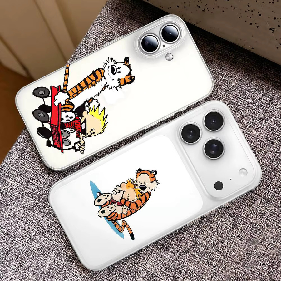 C-CalvinS und H-Hobbes Retro-Handyhülle für iPhone 11 bis 17 Pro Max Mini Plus, transparente stoßfeste Hülle - Bild 3