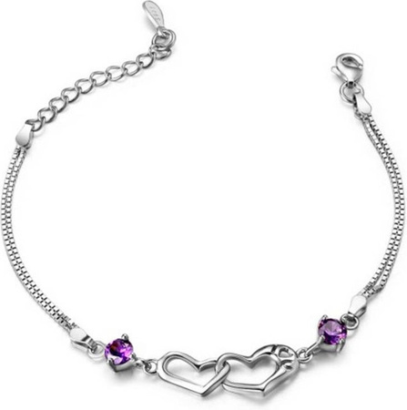 YIRAN Jewelry Armband, 925 Silber, Kristall, Herz, Weiß, Damen, 20cm