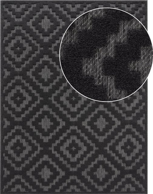 In- & Outdoor-Teppich Livornia Anthrazit mit geometrischem Design, B/T: 80 x 150 cm - Bild 1
