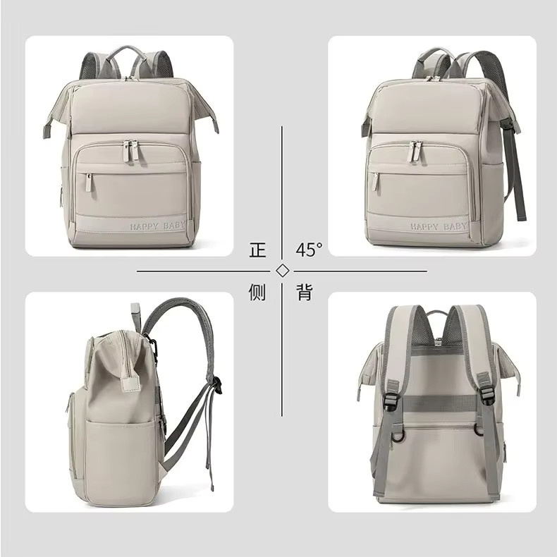 Windel Mummy Wickeltasche als Rucksack in Beige mit großer Kapazität für Baby-Reisen und Outdoor-Aktivitäten - Bild 3