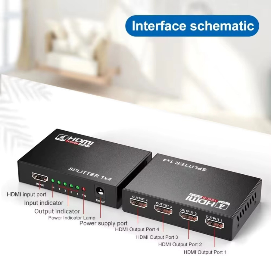 LccKaa HDMI Splitter Switcher 4K UHD 1 auf 4 Out Audio-Video-Konverter in Schwarz - Bild 6