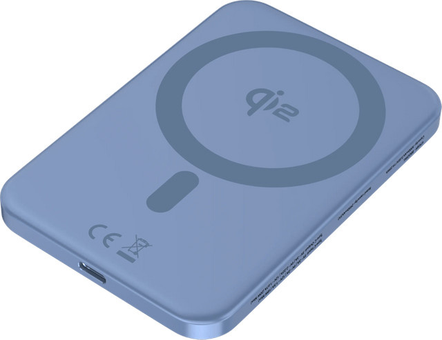 BlueBuilt Wireless Powerbank mit Qi2 und MagSafe, 5.000 mAh, 20 Watt Schnellladen, Blau - Bild 1