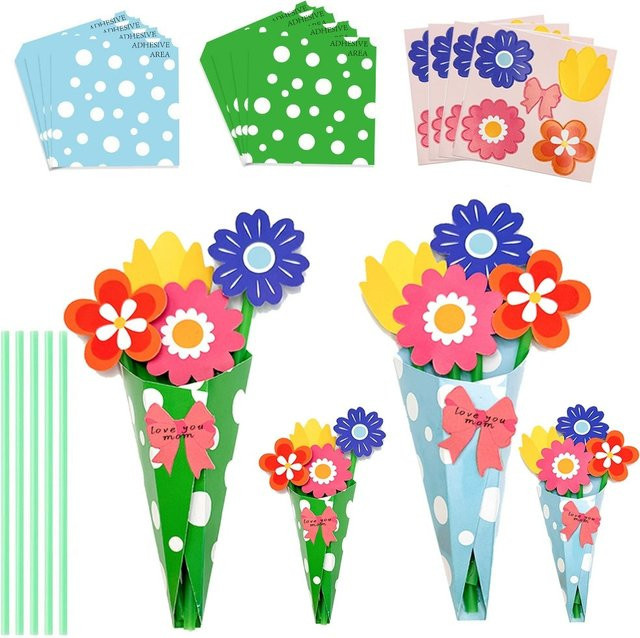 3D Faltbare Blumenstrauß-Grußkarte mit Blumenmuster in Multicolour für Hochzeit, Geburtstag und DIY-Geschenke - Bild 1