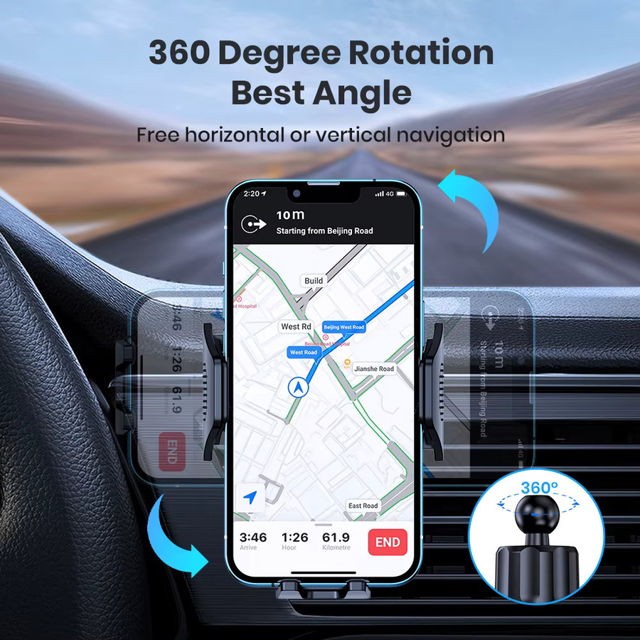 TOPK Autotelefonhalterung mit Air Vent Upgrade und Auto-Locking Haken Clip in Schwarz, Universal Halterung für iPhone 16 15 14 13 Pro Max und Samsung S25 Ultra - Bild 4
