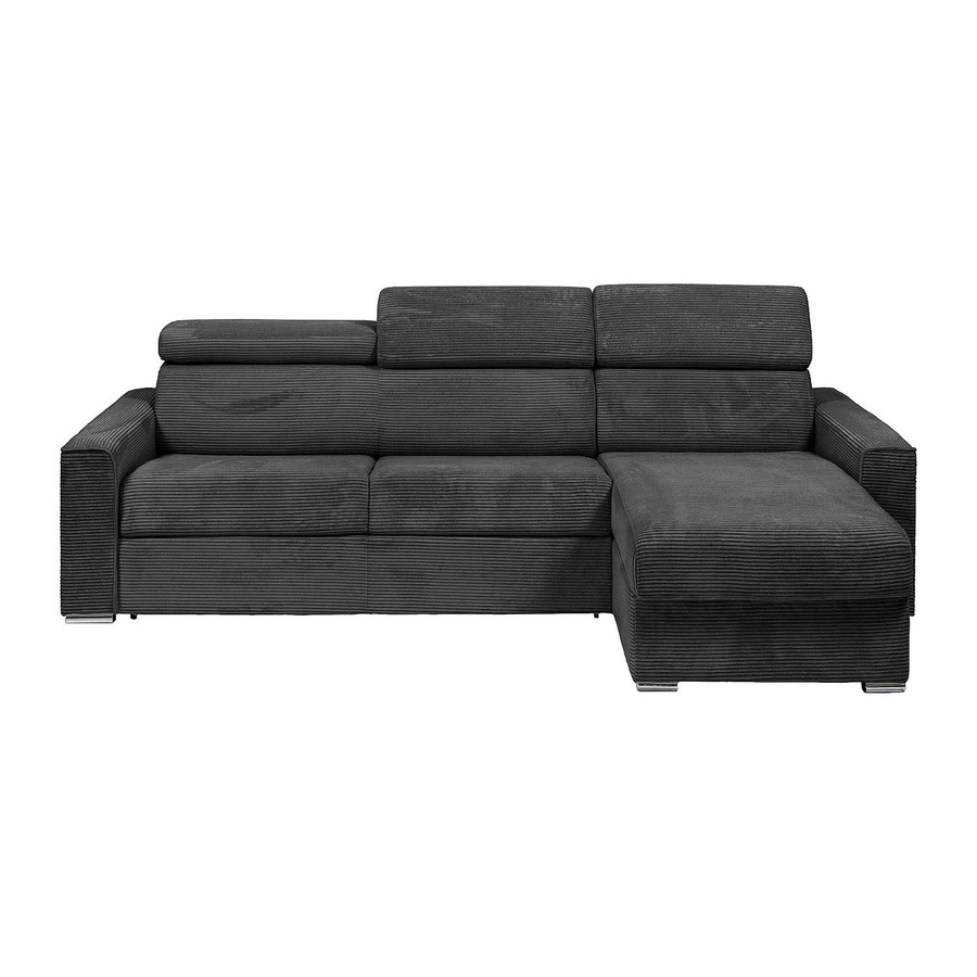 Vente-unique Schlafsofa Vizir in Anthrazitgrau, L-Form, modern und wendbar mit Polsterung, Breite: 302 cm - Bild 2