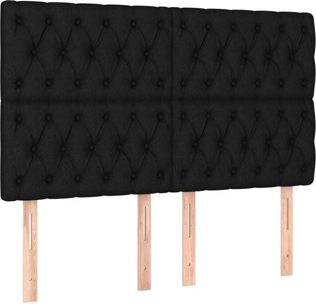 vidaXL LED Kopfteil Schwarz mit USB-Ladeport und integrierter Beleuchtung, Breite: 144 cm, Tiefe: 7 cm, Höhe: 118 bis 128 cm - Bild 1