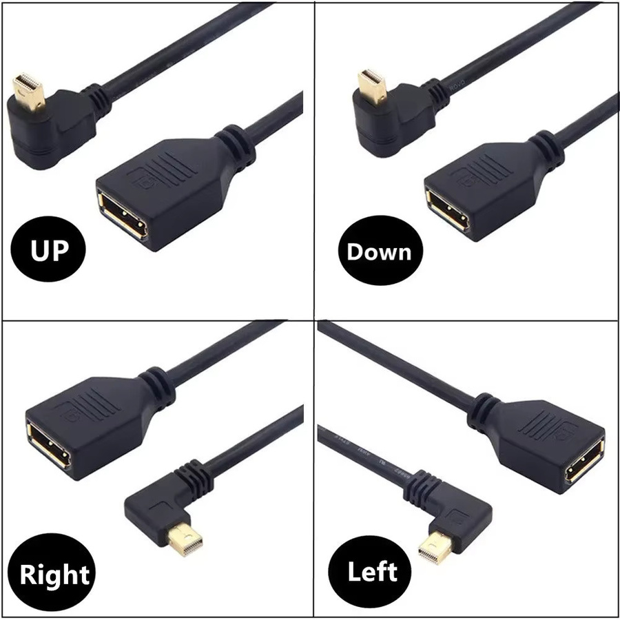 BSN Mini-DisplayPort auf DisplayPort Adapter Verlängerungskabel 90-Grad-Winkel Schwarz, Länge: 0,3 m - Bild 2