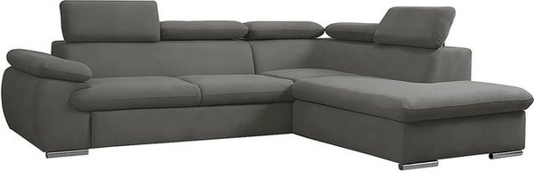 Vente-unique Schlafsofa Fabien in Anthrazitgrau mit L-Form und Schlaffunktion