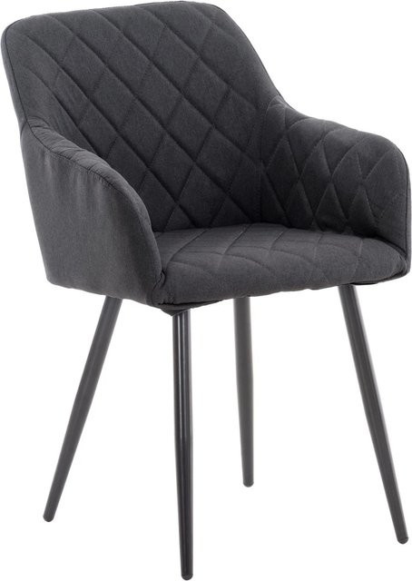 DELUKE Esszimmerstuhl LISAN in Schwarz aus Stoff und Metall, B/T/H: 47 x 44 x 84 cm - Bild 1
