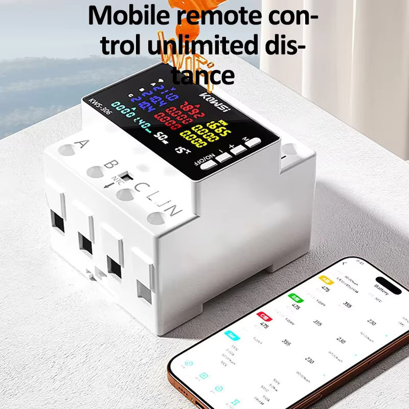 TUYA Smart Wifi oder No Wifi 3-Phasen Energie-Messgerät für die DIN-Schiene, AC 85-290 V Stromüberwachungsschalter in Weiß - Bild 3