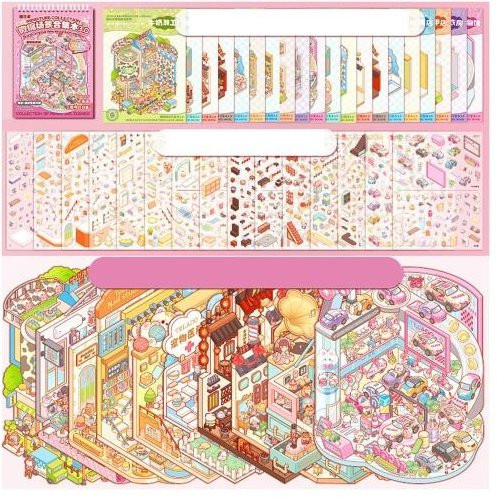 Wonder Hobby Mini-Buch-Set 3D Szenenaufkleber Miniaturhausszene Traumhütte - Bild 1