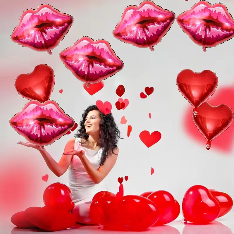 YAYB 8er Set Herz Folienballons in Rot für Valentinstag, Hochzeit, Geburtstag und Party-Dekoration - Bild 5
