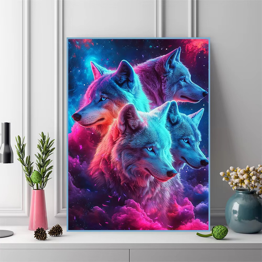 Evershine Diamantstickerei Wolf Bild als Strass Malerei Set mit Mosaik Steinen in Multicolour, B/H: 30 x 30 cm - Bild 3