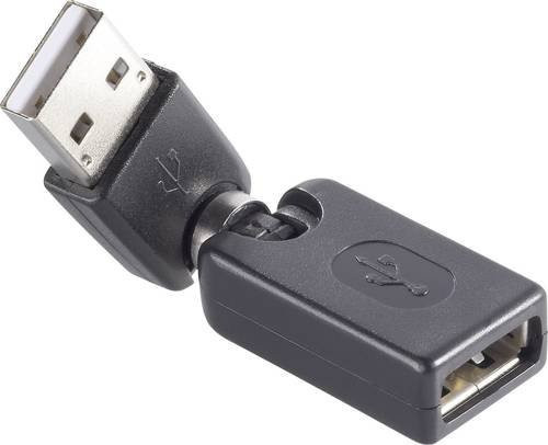 Renkforce USB 2.0 Adapter mit vergoldeten Steckkontakten, USB-A Stecker auf USB-A Buchse, Schwarz - Bild 1