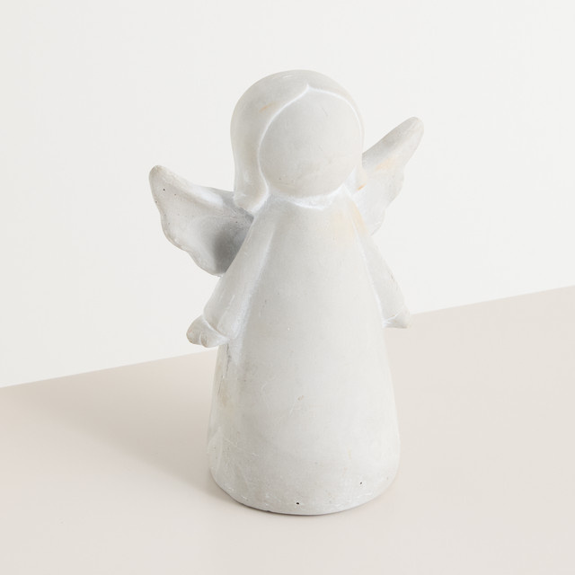 BLUME2000 Weihnachtsdeko Engel aus Beton in Grau mit seitlich ausgestreckten Armen, Höhe: 17,5 cm, Breite: 7,8 cm, Tiefe: 8,4 cm - Bild 1