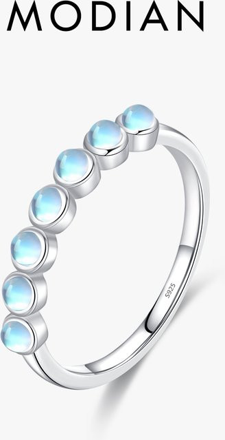 MODIAN Ring 925 Silber, Mondstein, Kristall, Damen - Bild 1