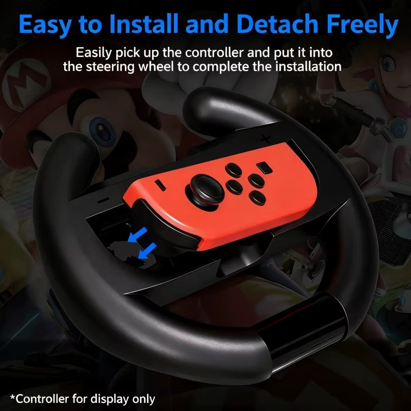 Benicabaly Racing Lenkradgriffe für Nintendo Switch Joy-Con Zubehörset in Blau und Schwarz - Bild 4